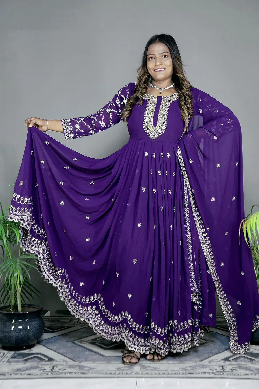 Stunning Party Gown with Luxurious Butter Silk and Dupatta