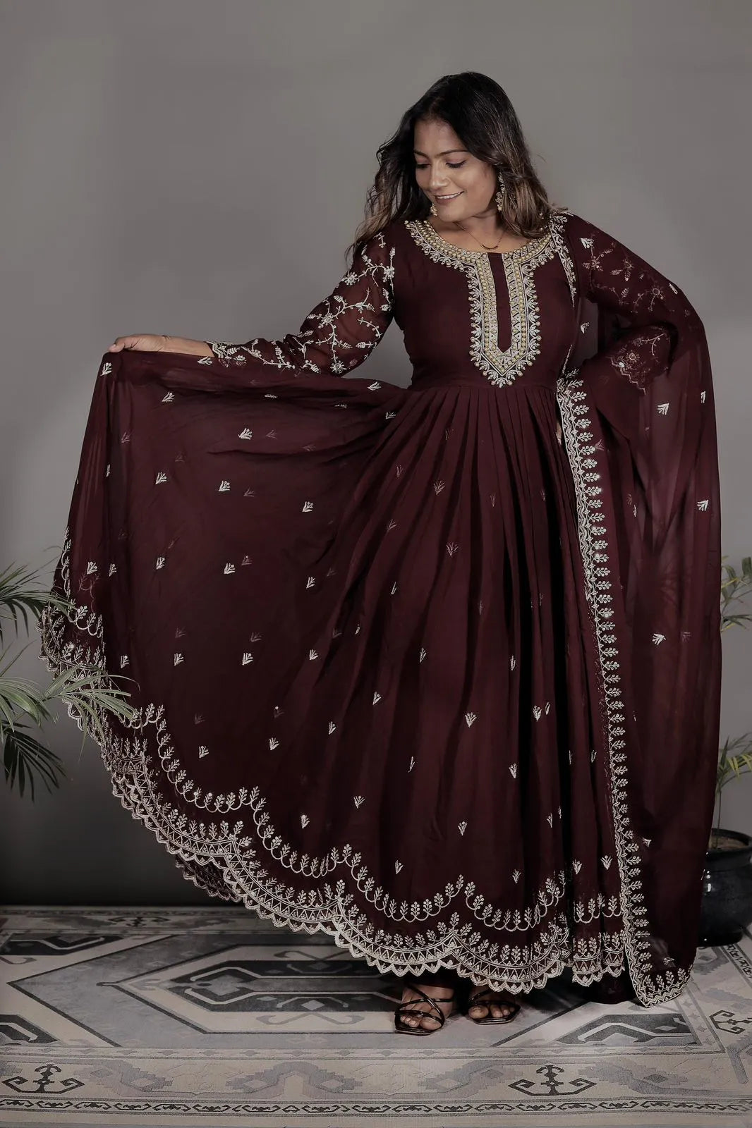 Stunning Party Gown with Luxurious Butter Silk and Dupatta