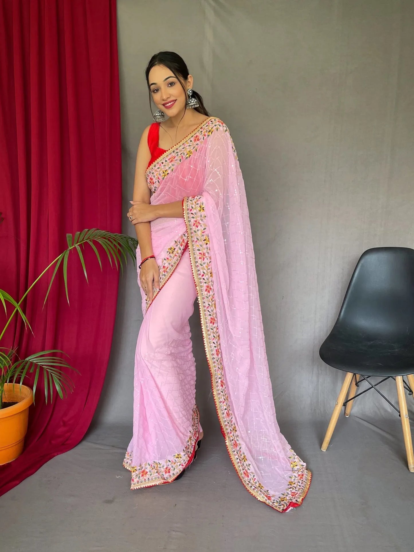 Elegant Pure Georgette Saree for Weddings & Parties, Blouse