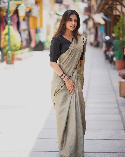 Gadhwal Chex Saree with Arca and Lucknowi Finishing